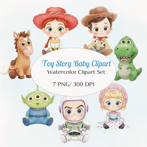 Toy Story Baby Clipart PNG | Cute Disney Characters Set | Woody Buzz Jessie Rex Alien Bullseye Bo Peep | Digital Download ZIP
