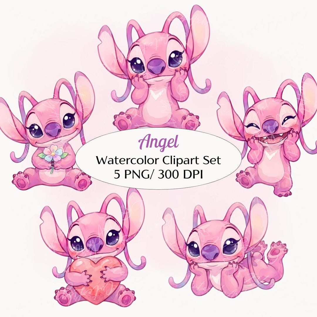 Angel Watercolor Clipart | Cute Angel From Lilo & Stitch | Baby Pink ...