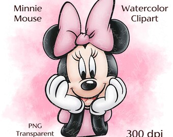 Entzückende Minnie Maus Clipart - Aquarell digitale Kunst zum Basteln, für Scrapbooking, Einladungen