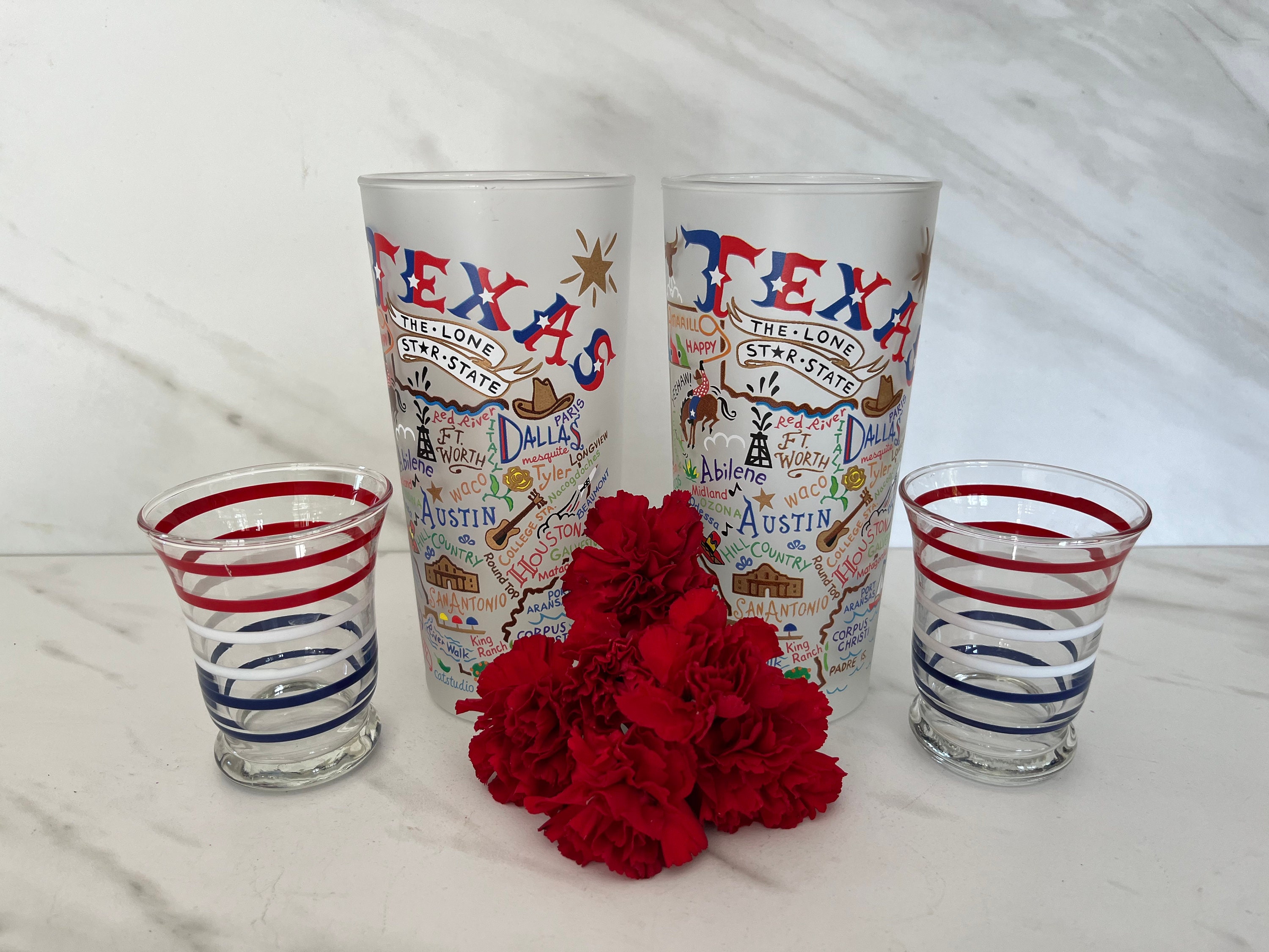 Vintage TEXAN RED Textured Plastic Water Glass 16 oz Tumbler SET of 4  Stackable