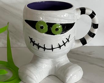 Mummy Mug Vintage Ceramic Mummy Halloween  Coffee or Tea Mug. Unmarked