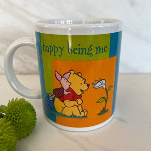 Winnie the Pooh and Piglet! “Happy Being Me...” Vintage Coffee or Tea Mug. Marked Disney