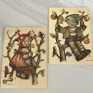 Hummel Vintage Post Card Prints . Signed Hummel. Set of 2. 1950’s
