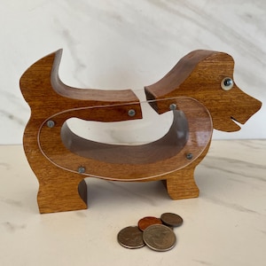 Bank Vintage Wooden Dog Bank. Handmade 1980’s