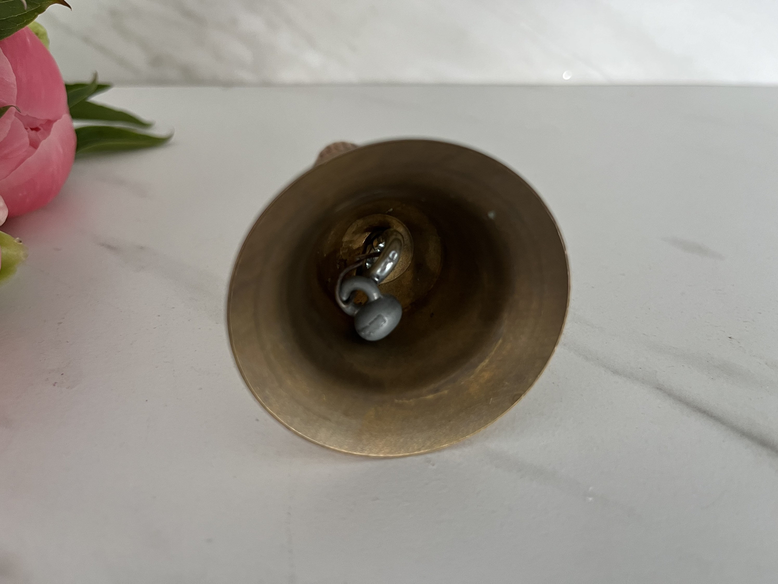 Bell Ringer Handle Replacement Brass Hand Bell With Oak Wooden Handle and Brass Ringer. USA 1970’s ...