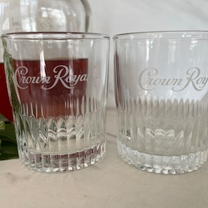 Crown Royal Whiskey Vintage Heavy Rocks Glass. 1980’s Set of Two.