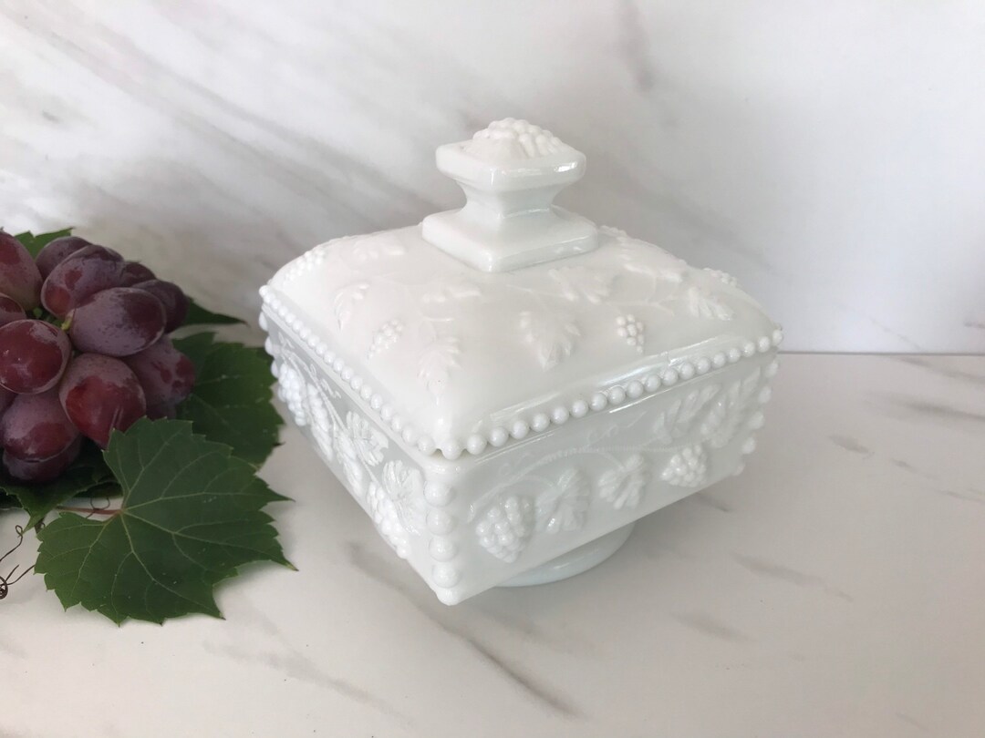 Milk Glass Candy Covered Candy Dish. Westmoreland Milk Glass Vintage