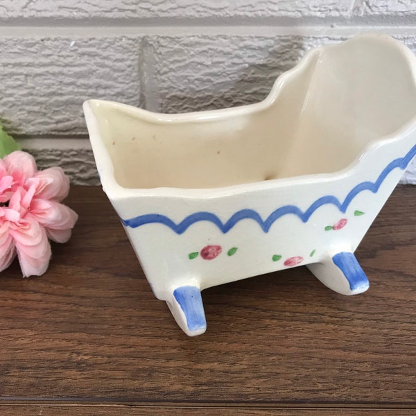 Antique Vintage Ceramic Glazed Baby Cradle. 1940’s.