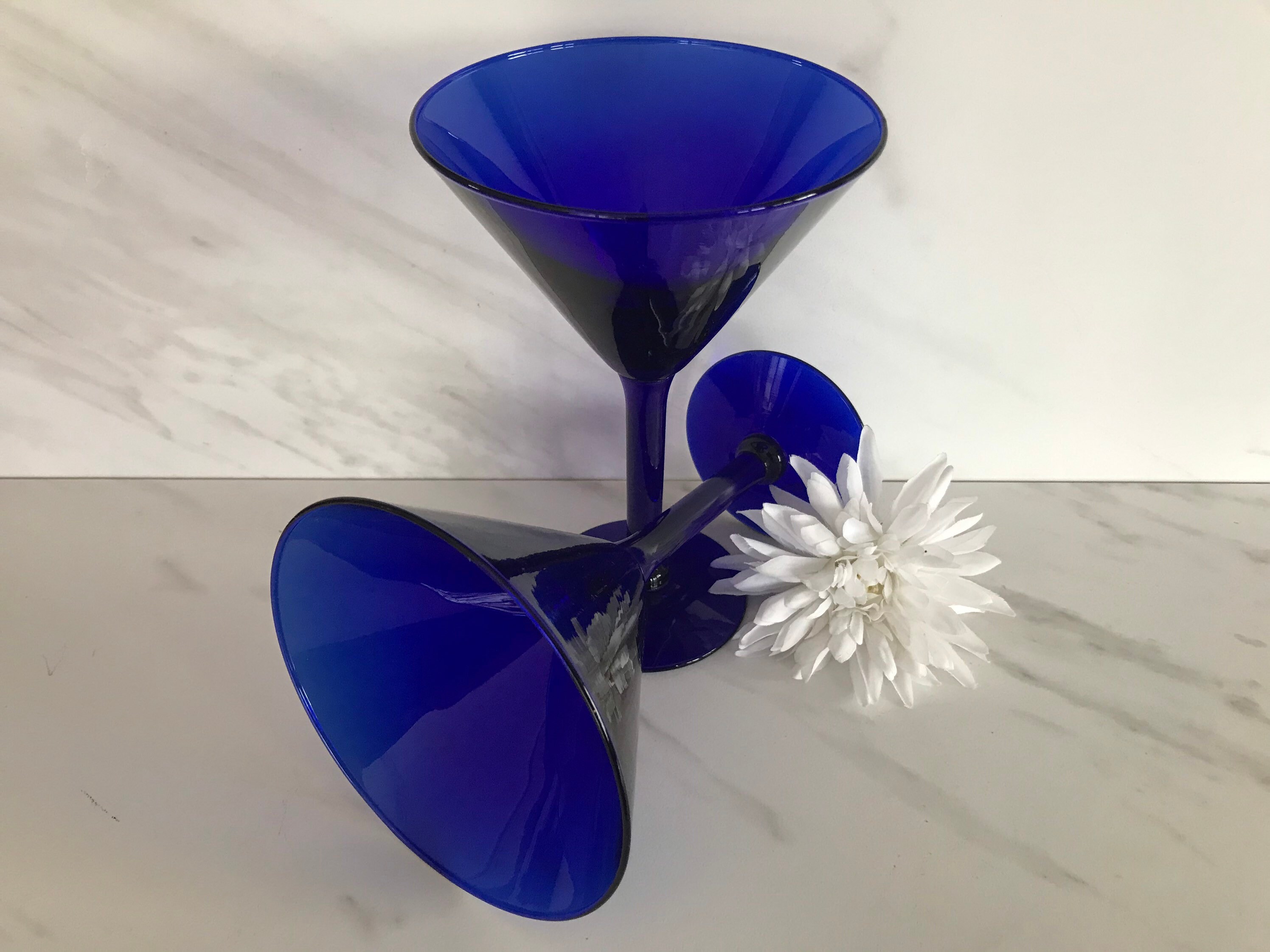 Cobalt Blue Martini Glasses. Set of 2 1990s Etsy