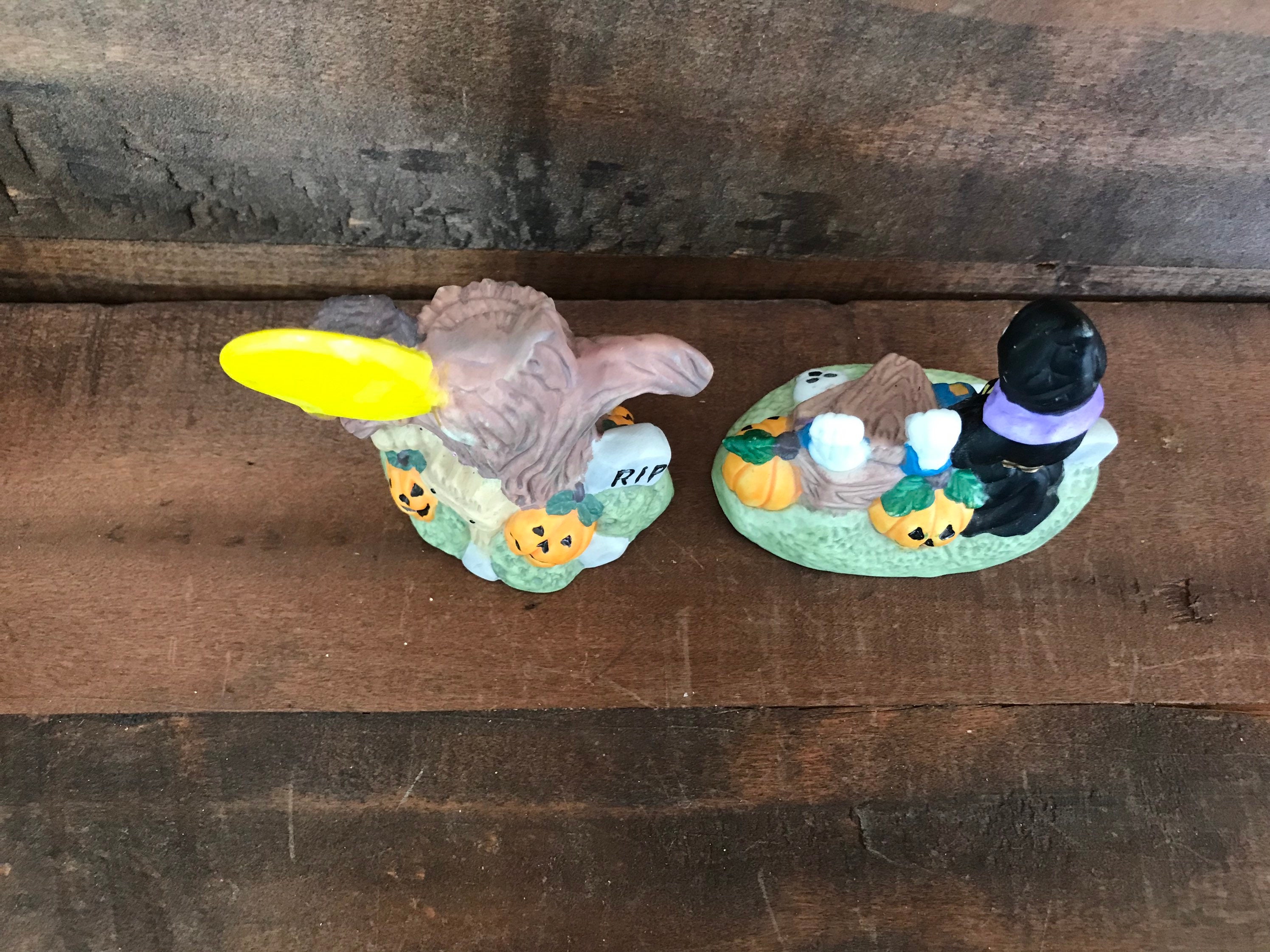 Vintage Ceramic Bisque Halloween Village Graveyard Figurines. Etsy