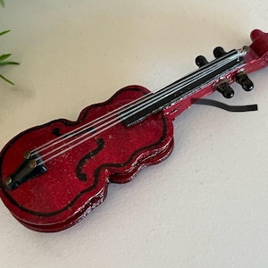 Violin Wooden Miniature Vintage Life Like Ornament.