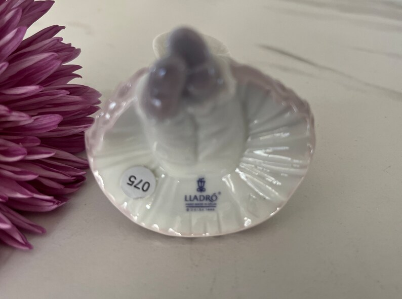 Lladro 1995 Vintage Porcelain Victorian Christmas Ornament Victorian Girl with Bonnet. Made in Spain. Marked Lladro on Bottom. image 3