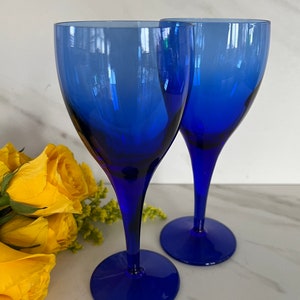 Classy Blue Vintage Wine Glasses. Set of two. 1980’s