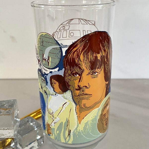 Star Wars Glass Luke Sky Walker 1977 Twentieth Century Fox Film Corporation Vintage Libbey Glass. Burger King Coca-Cola Souvenir Glass.