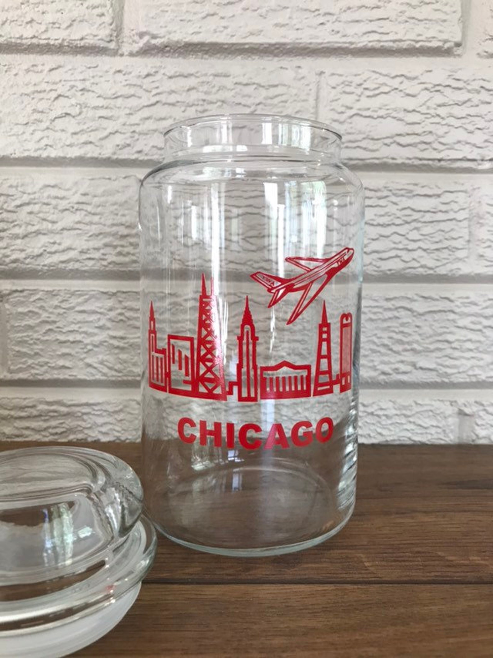 Chicago Souvenir Skyline Vintage TWA Jar. Made in the USA. Etsy