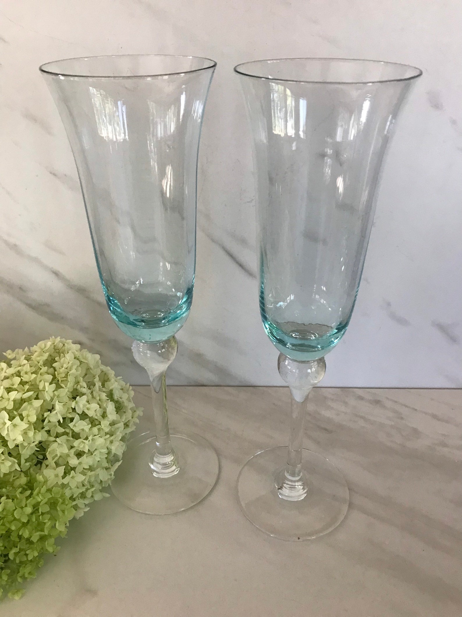 Fancy Baby Blue Flutes Crystal Vintage Tall Glass Champagne Etsy