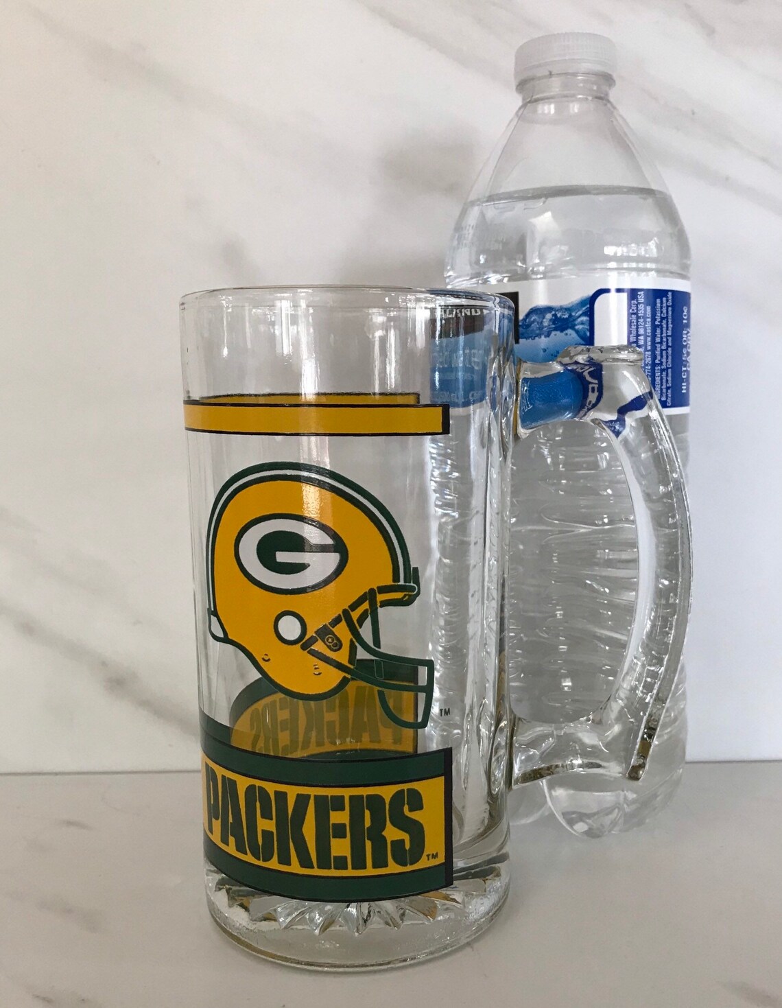 Green Bay Packers Vintage Glass NFL Beer Mug with Thumb Grip Etsy