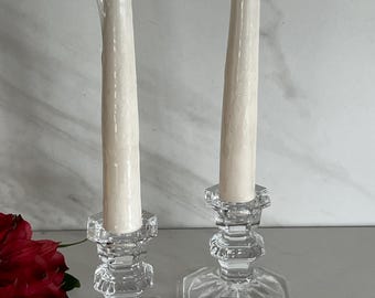 Candlesticks Mikasa Edinburgh Pattern Vintage Crystal Candle Stick Holders. Original Stickers Made in Slovnia 1980’s. Set of Two.