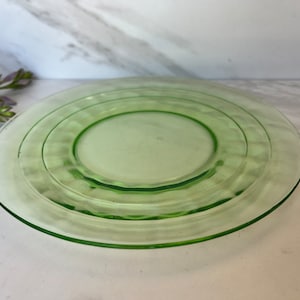 Antique Green Uranium Depression Glass Plate 1930’s