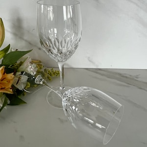 Vintage Polished Crystal Stemware Cut Scalloped Design. Champagne or Wine glasses 1980’s Set of Two.