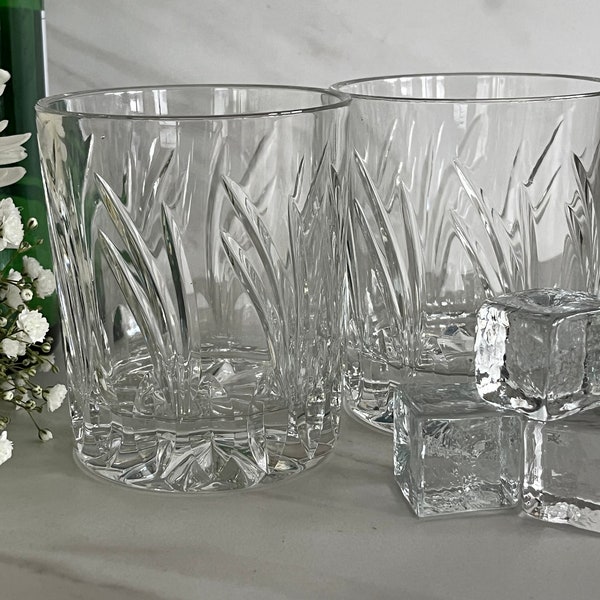 Vintage Italian Crystal Double Old Fashioned, Low Ball Whiskey or rocks Glasses 1970’s.