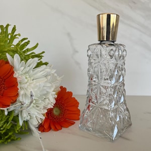 Avon Bottle Vintage  1970&#39;s &quot;Dew Kiss” Make up Moisturizer Cream Collector&#39;s Bottle. Gold Cap. Empty Bottle