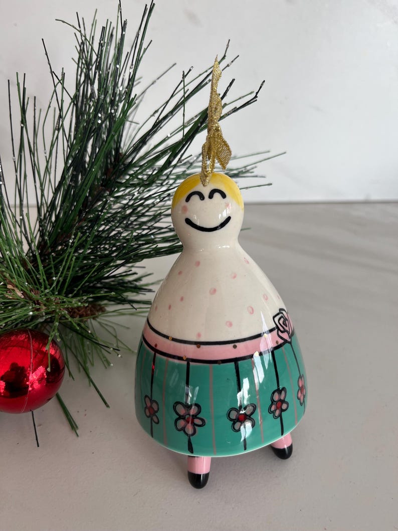 Anthropologie Ballerina Bell Ceramic Ornament. Collectible Vintage Anthropologie Bell Ornament. See listing for details image 3