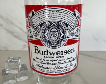 Budweiser Vintage Large Beer Can Style  Footed Glass. 1970’s - 32 oz.