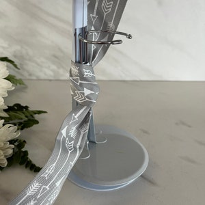 Two Small White Metal Adjustable Doll or Plush Stands.