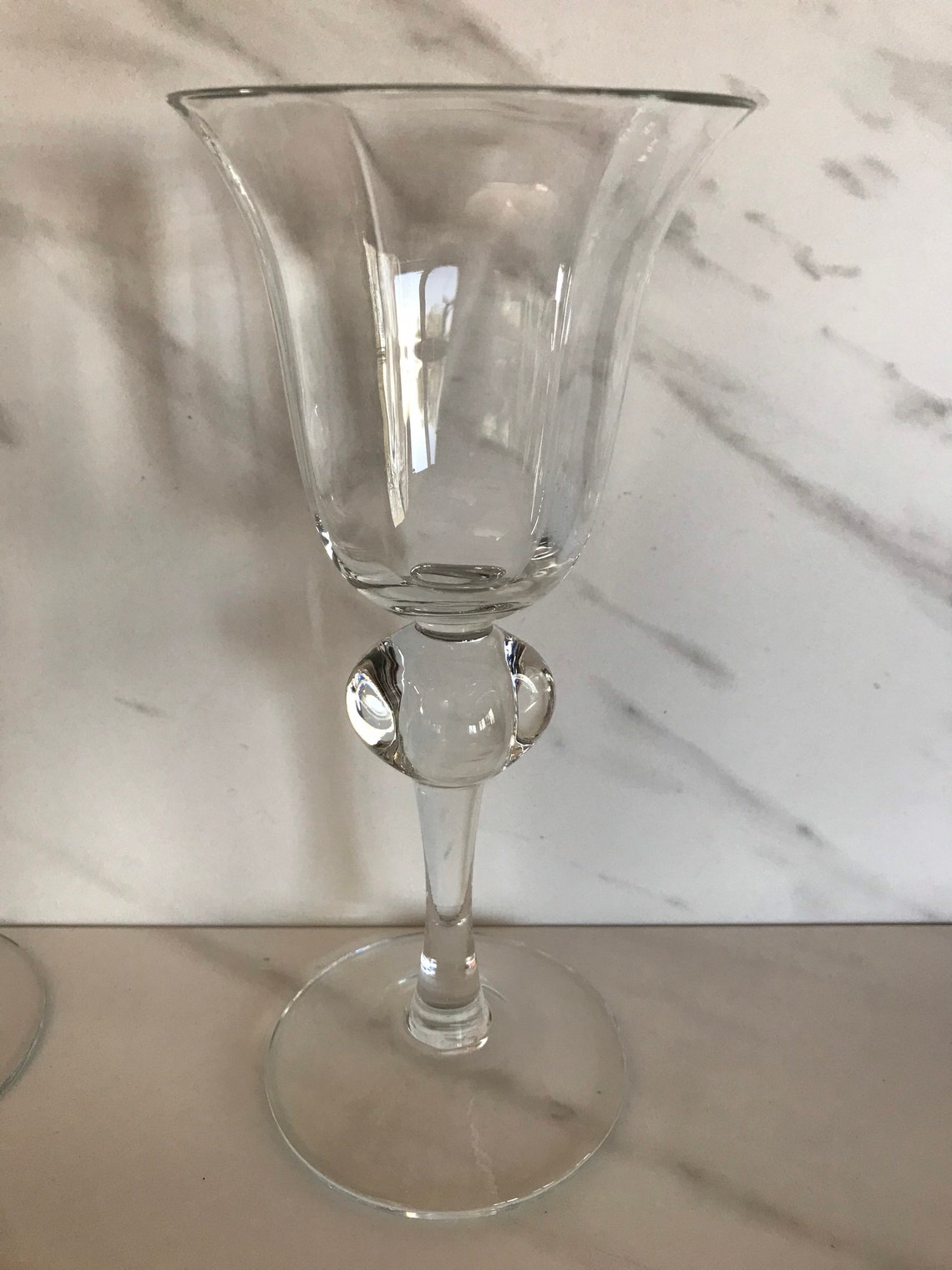 Vintage Tall Stem Crystal Wine Glasses With Ornate Stem Set of Etsy