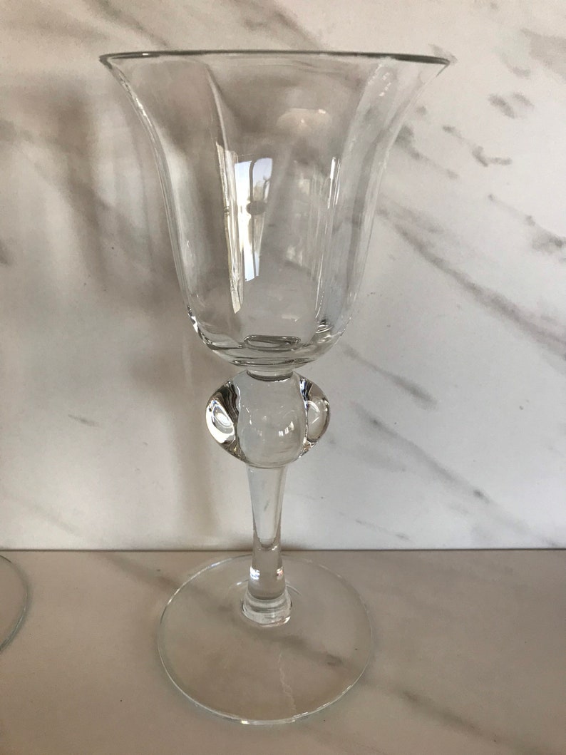 Vintage Tall Stem Crystal Wine Glasses With Ornate Stem Set of Etsy