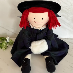 Madeline Storybook Soft Cotton Plush Doll Classic Winter Coat and Flocked Hat. 18 “ Marked Eden Toys 1998