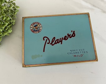 Players Navy Cut Antique Vintage Tin Cigarette Box 1930's/1940 Advertising  Tobacciana Memorabilia. * Read listing has wear