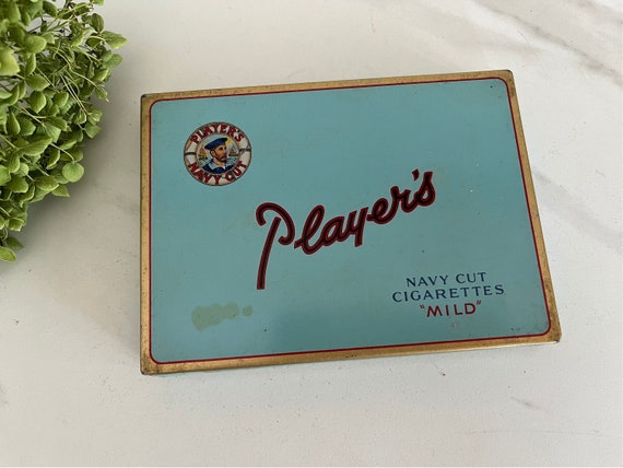 old players cigarette package Players Navy Cut Antique Vintage Tin Cigarette Box 1930's/1940 Advertising  Tobacciana Memorabilia. * Read Listing Has Wear