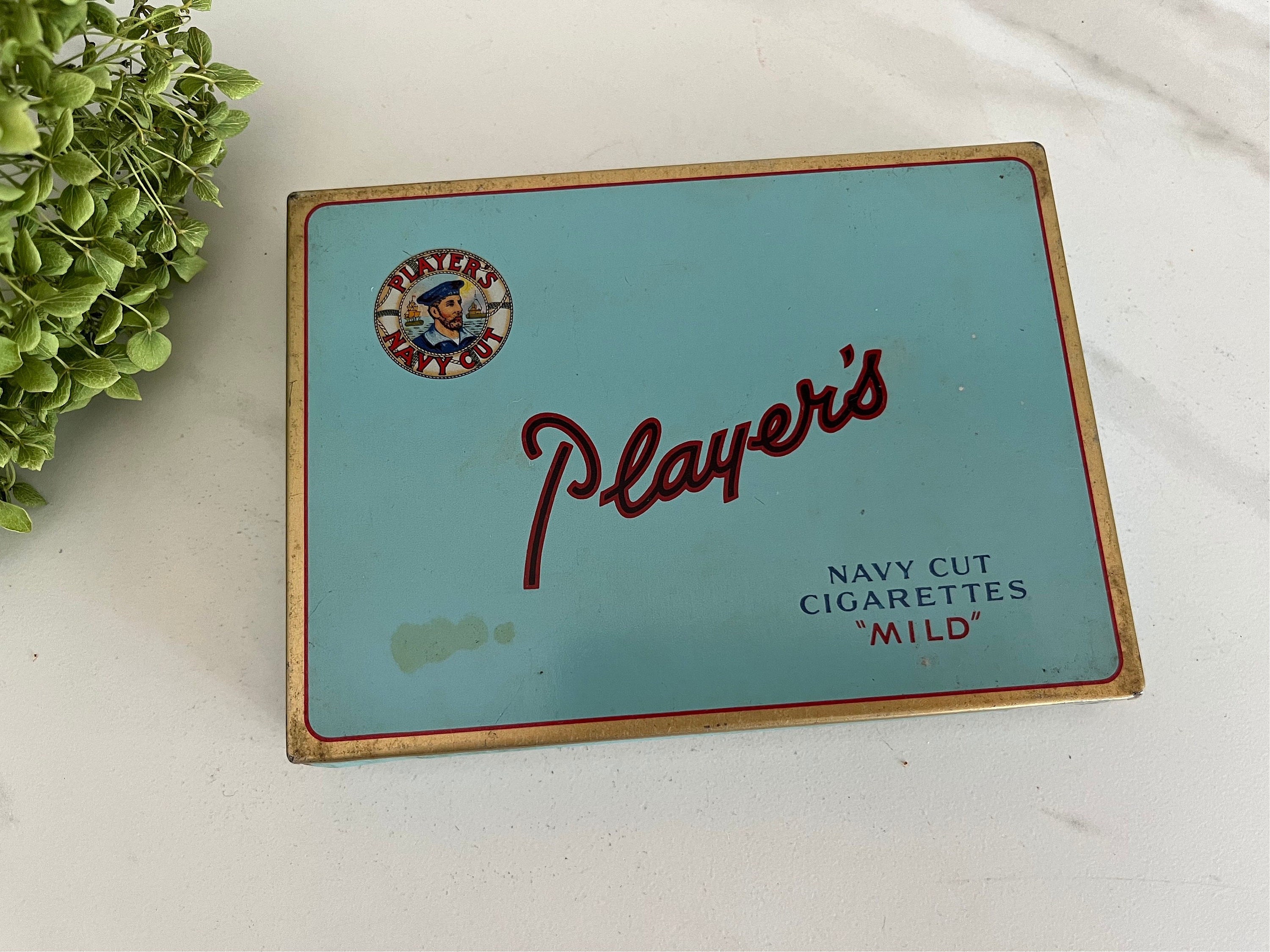 vintage players navy cut cigarette tin Players Navy Cut Antique Vintage Tin Cigarette Box 1930's/1940 Advertising  Tobacciana Memorabilia. * Read Listing Has Wear