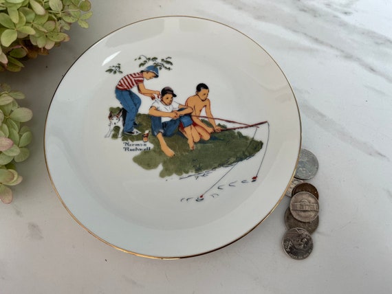 Fishing Norman Rockwell Collectible Plate “boys Fishing”. 1980's