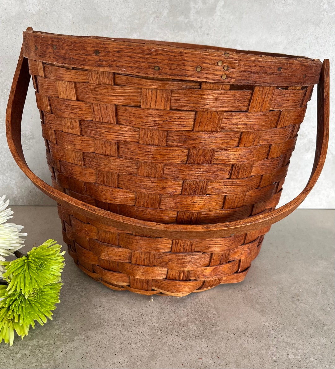 Antique Vintage Hand Woven Splint Hand Made and Hand Gathering Basket ...