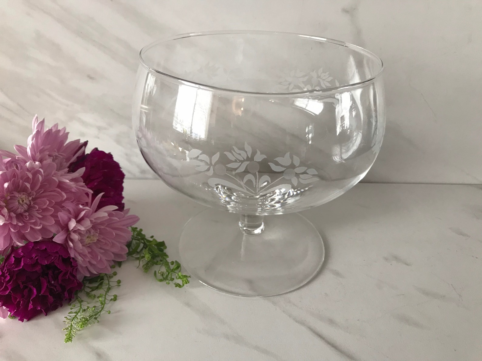 Modern Crystal Pedestal Footed Fruit Bowl or Compote Dish With Etsy