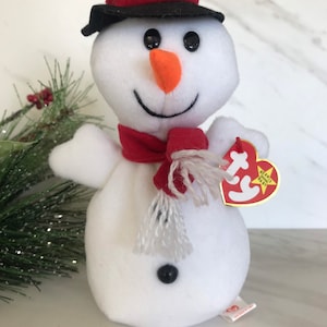 Snowman Christmas Snowball the Snowman Toy Beanie Baby. Birthday December 12-22-96 Ty Inc. Oakbrook, Illinois