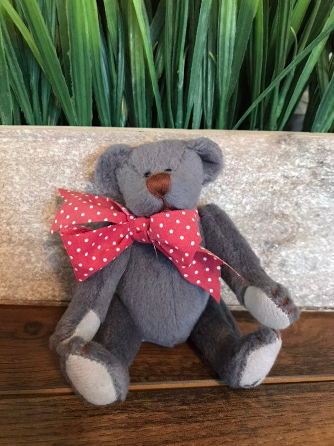 Ganz Vintage Cottage Collectible Gray Teddy Bear Dated 1995 Signed