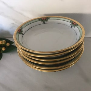 Antique Vintage Nippon Porcelain Hand Painted Finger Bowls. Dessert or Berry Bowls. Set of Six. 1930’s