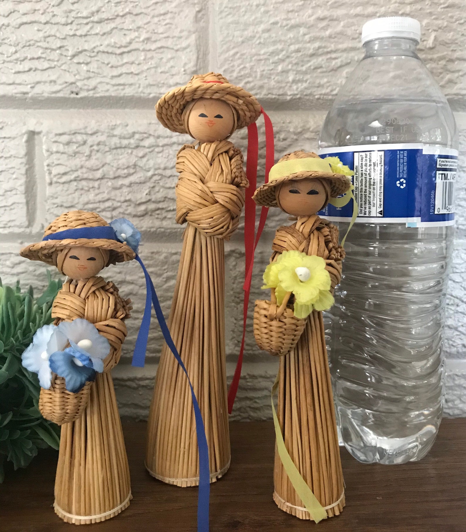 Straw Vintage Dolls Set of 3 1970s Made in Japan Etsy