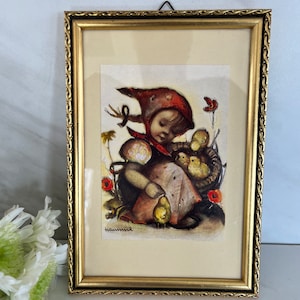 Hummel Vintage Gold Framed Print . Signed Hummel. 1960’s