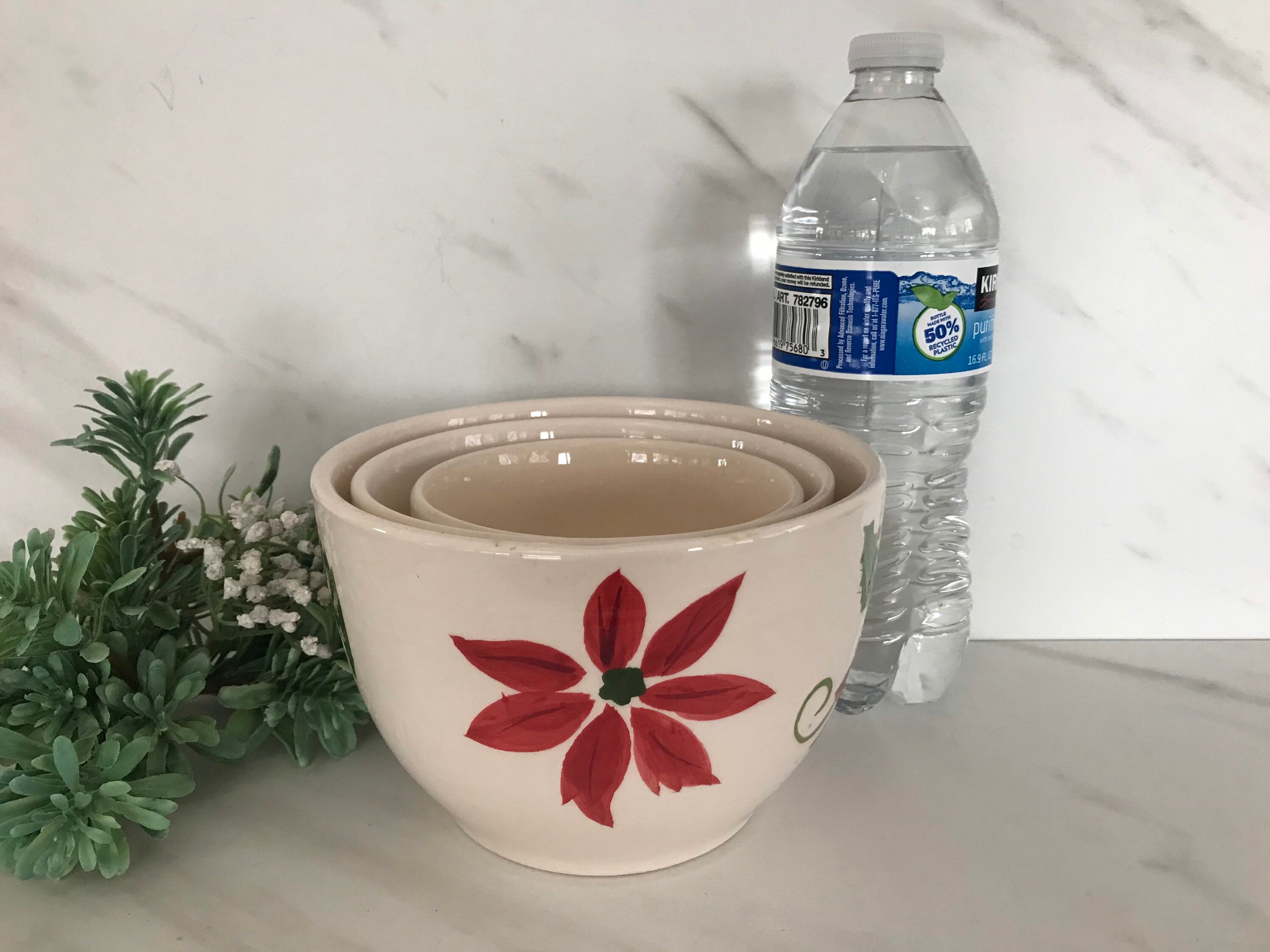Vintage Christmas Serving Bowls with Hand Painted Poinsettias. Etsy