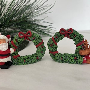 Avon Christmas Vintage Ceramic Statues or Napkin Rings Holders. Original Box. Avon