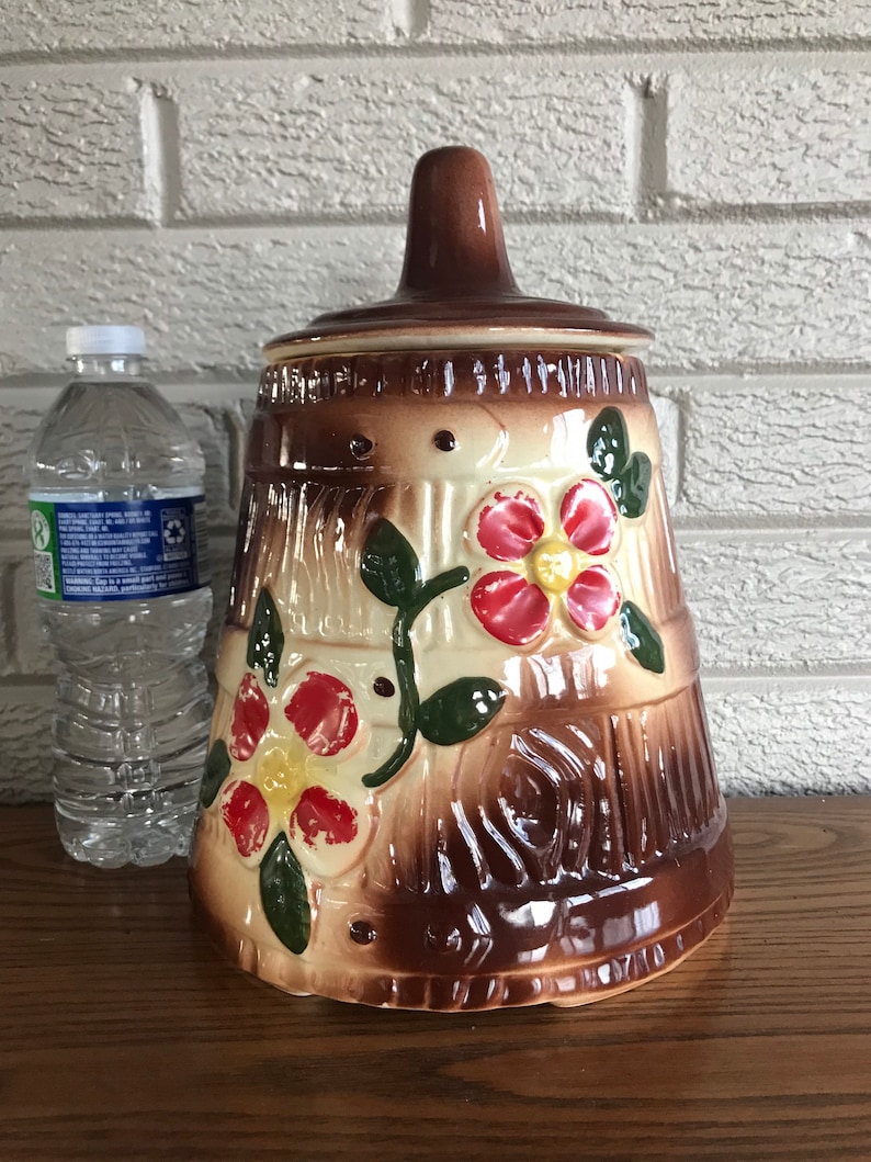 Cookie Jar Butter Churn Antique American Bisque Pottery 194050\u2019s Farmhouse Gorgeous!