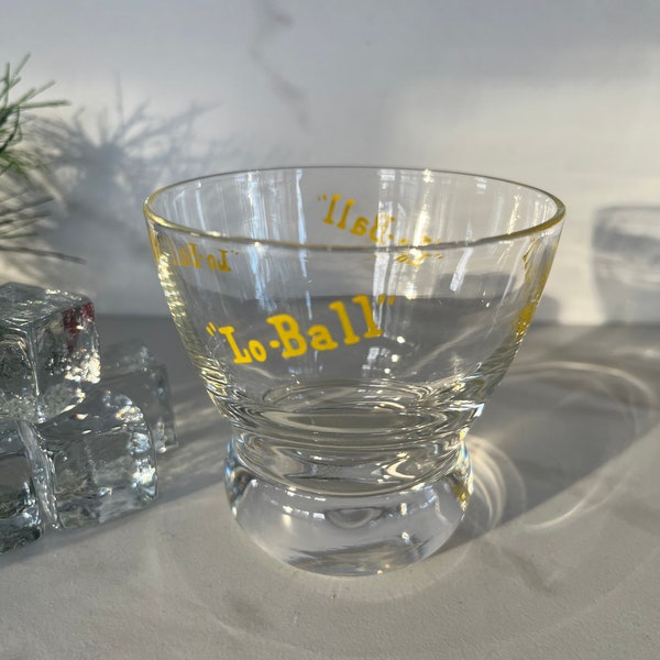 MCM Eva Zeisel Vintage “Lo-Ball” or Whiskey Glass. One glass Yellow Graphics. 1950/1960’s.