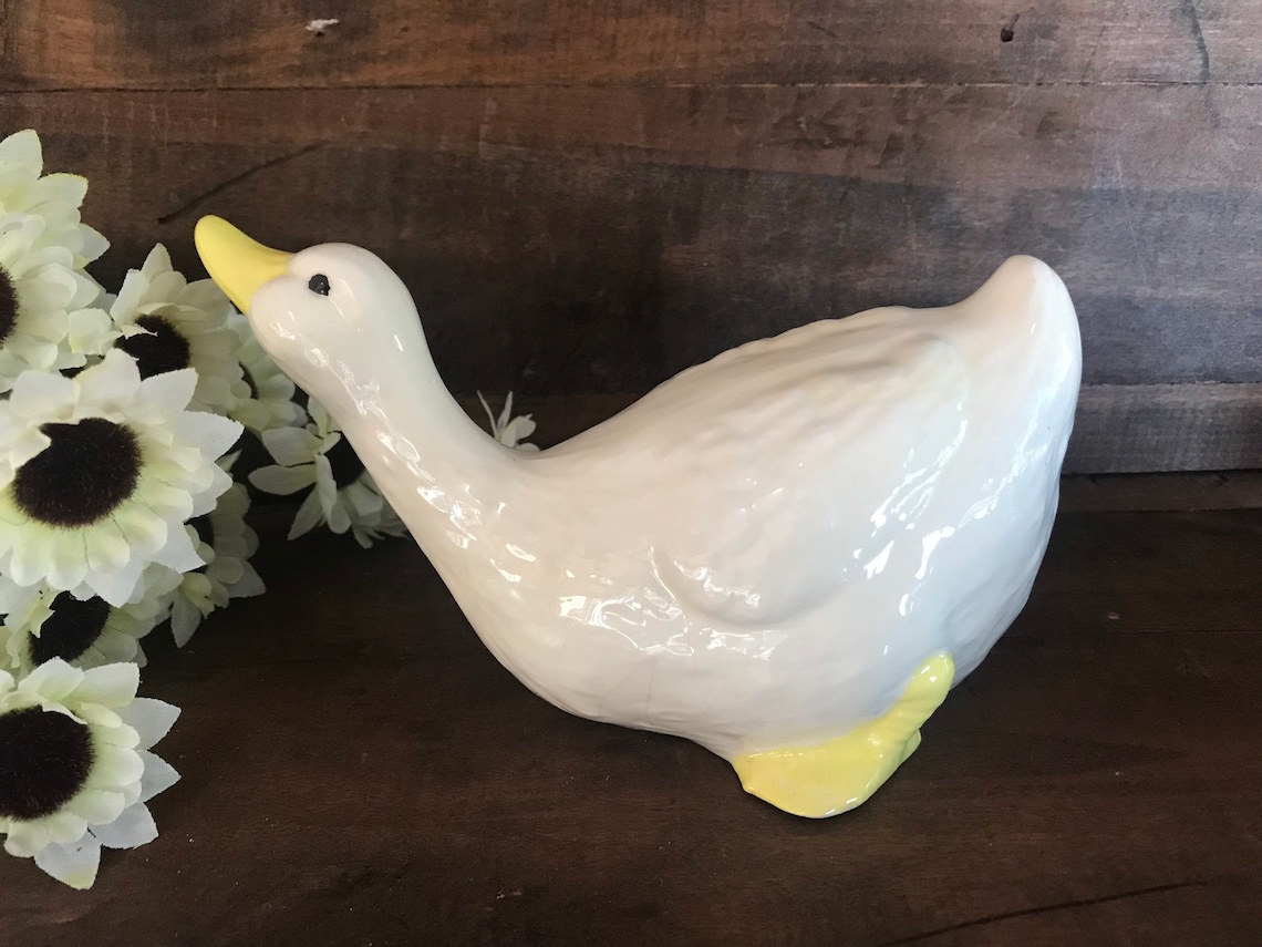 Duck Statue Vintage Ceramic Figurine Hand Made Early Etsy