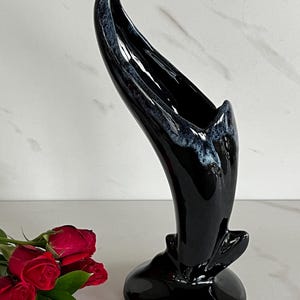 VanBriggle Black Vase  Art Deco Style Ceramic  Calla Lily Vase Planter or Vase . Colorado Springs Colorado F. American Pottery.