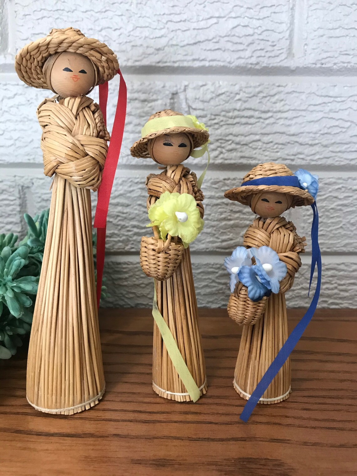Straw Vintage Dolls Set of 3 1970s Made in Japan Etsy